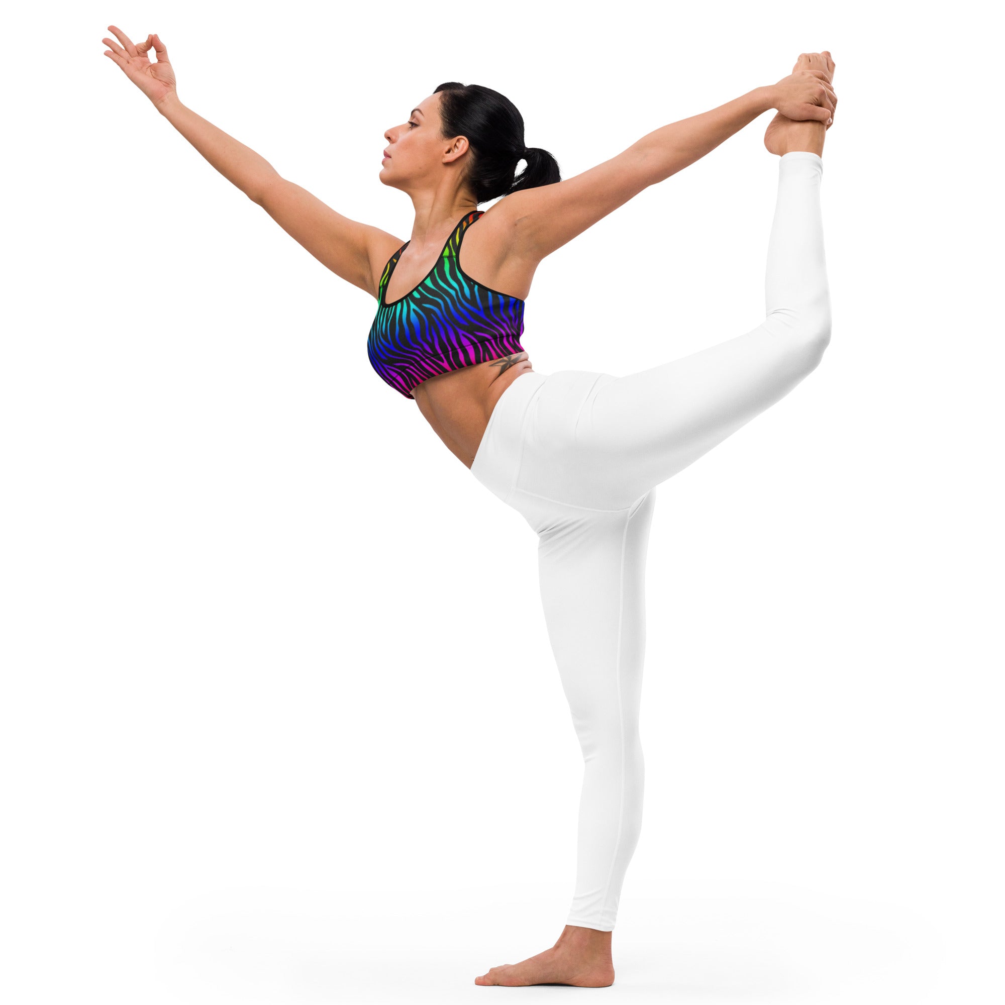 SHE REBEL - Rainbow Zebra Print Sports Bra